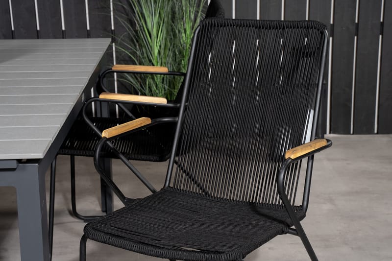 Ruokailuryhmä Levels + 4 Bois Ruokatuolia - Harmaa/Musta - Puutarhakalusteet - Ulkoryhmä - Ruokailuryhmät ulos