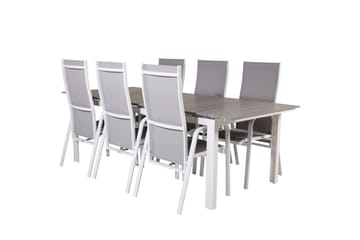 Ruokailuryhmä Levels 224 cm 6 Copacabana tuolia - Valkoinen - Puutarhakalusteet - Ulkoryhmä - Ruokailuryhmät ulos