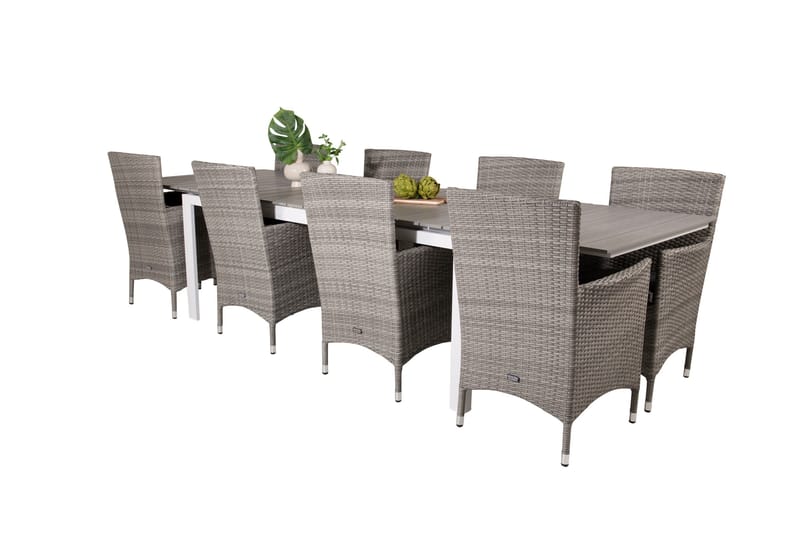 Ruokailuryhmä Levels 224 cm 8 Malin tuolia - Harmaa - Puutarhakalusteet - Ulkoryhmä - Ruokailuryhmät ulos