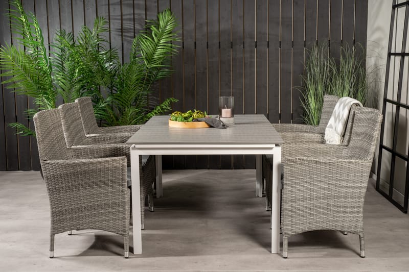 Ruokailuryhmä Levels Jatk 160-240 cm 6 Malin tuolia, Harmaa