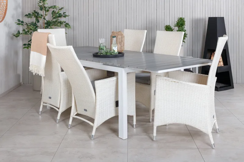 Ruokailuryhmä Levels Jatk 160-240 cm 6 Padova tuolia, Harmaa