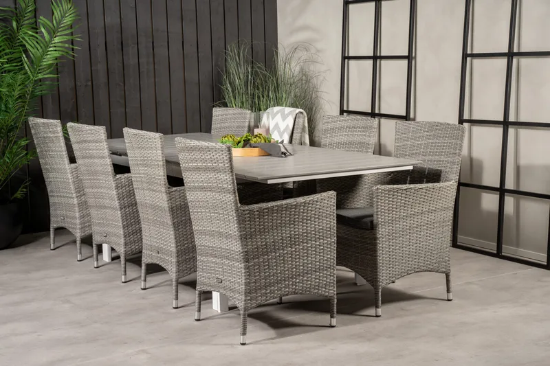 Ruokailuryhmä Levels Jatk 160-240 cm 8 Malin tuolia, Harmaa