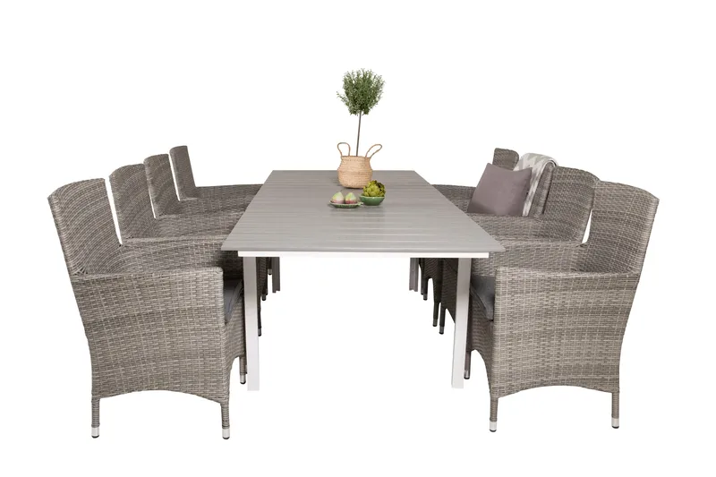 Ruokailuryhmä Levels Jatk 160-240 cm 8 Malin tuolia - Harmaa - Puutarhakalusteet - Ulkoryhmä - Ruokailuryhmät ulos