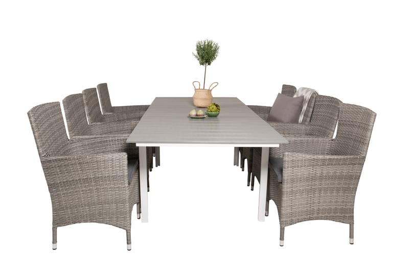 Ruokailuryhmä Levels Jatk 160-240 cm 8 Malin tuolia - Harmaa - Puutarhakalusteet - Ulkoryhmä - Ruokailuryhmät ulos