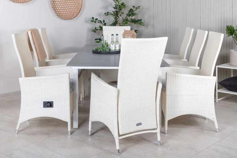 Ruokailuryhmä Levels Jatk 160-240 cm 8 Padova tuolia, Harmaa