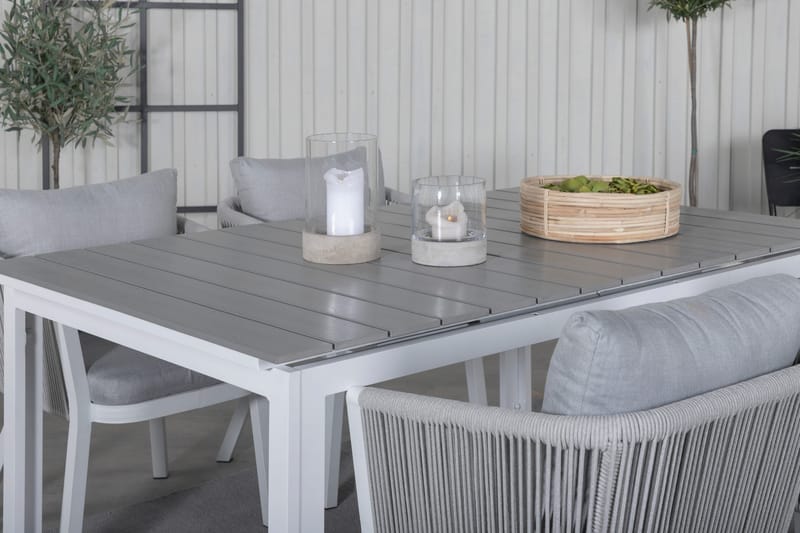 Ruokailuryhmä Levels Jatk 160 cm 4 Virya tuolia - Valkoinen/Harmaa - Puutarhakalusteet - Ulkoryhmä - Ruokailuryhmät ulos