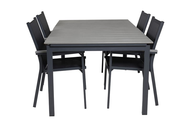 Ruokailuryhmä Levels Jatk 160 cm 4 Parma tuolia - Musta/Harmaa - Puutarhakalusteet - Ulkoryhmä - Ruokailuryhmät ulos