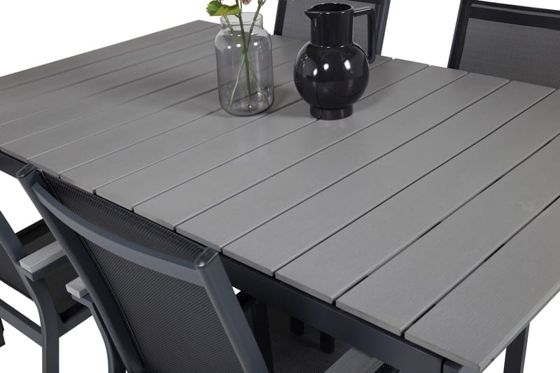 Ruokailuryhmä Levels Jatk 160 cm 4 Parma tuolia - Musta/Harmaa - Puutarhakalusteet - Ulkoryhmä - Ruokailuryhmät ulos