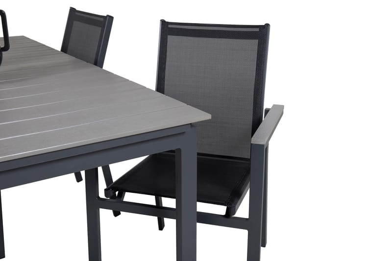 Ruokailuryhmä Levels Jatk 160 cm 4 Parma tuolia - Musta/Harmaa - Puutarhakalusteet - Ulkoryhmä - Ruokailuryhmät ulos
