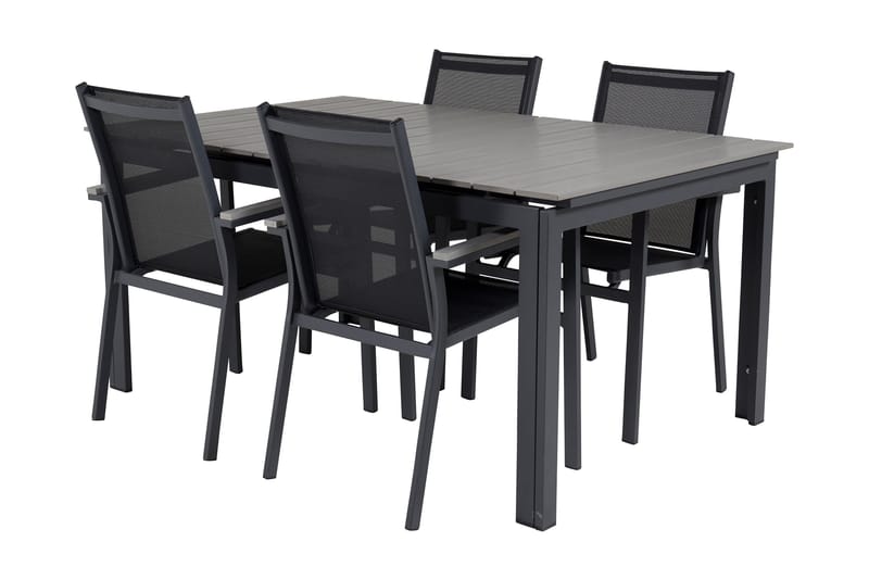 Ruokailuryhmä Levels Jatk 160 cm 4 Parma tuolia - Musta/Harmaa - Puutarhakalusteet - Ulkoryhmä - Ruokailuryhmät ulos