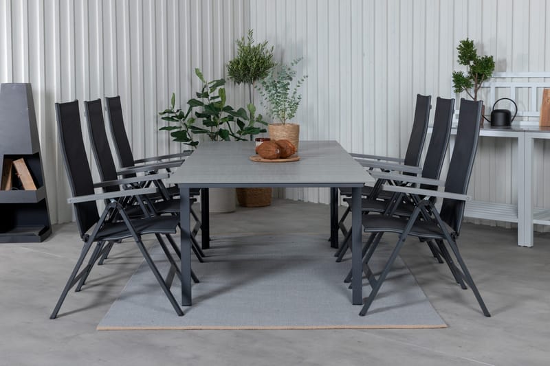Ruokailuryhmä Levels Jatk 160 cm 6 Albany tuolia, Musta/Harmaa