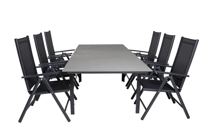 Ruokailuryhmä Levels Jatk 160 cm 6 Break tuolia Musta/Harmaa - Venture Home - Ruokailuryhmät ulos