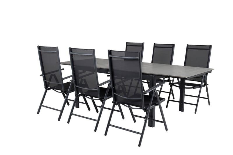 Ruokailuryhmä Levels Jatk 160 cm 6 Break tuolia, Musta/Harmaa