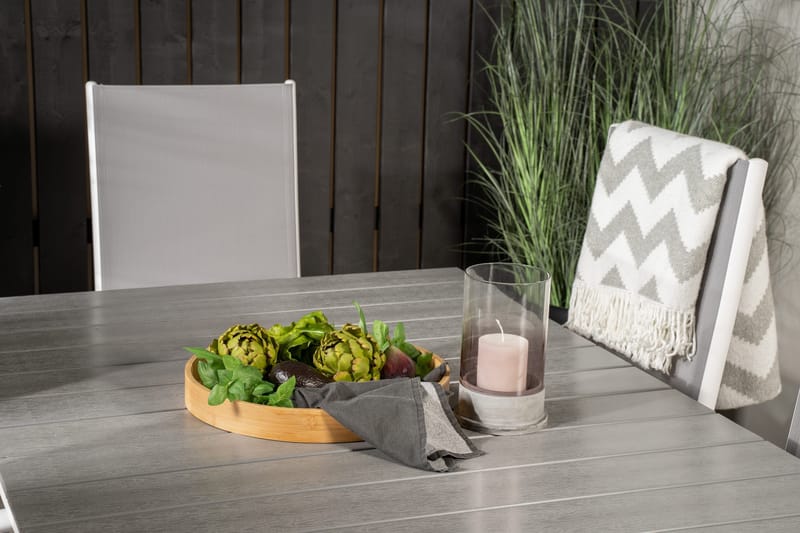 Ruokailuryhmä Levels Jatk 160 cm 6 Break tuolia - Valkoinen/Harmaa - Puutarhakalusteet - Ulkoryhmä - Ruokailuryhmät ulos