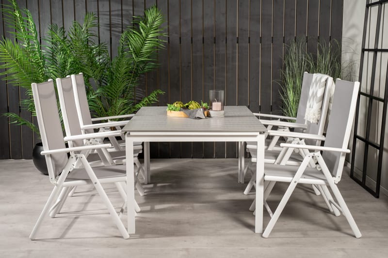 Ruokailuryhmä Levels Jatk 160 cm 6 Break tuolia, Valkoinen/Harmaa