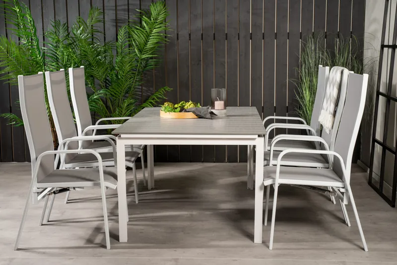 Ruokailuryhmä Levels Jatk 160 cm 6 Copacabana tuolia, Valkoinen