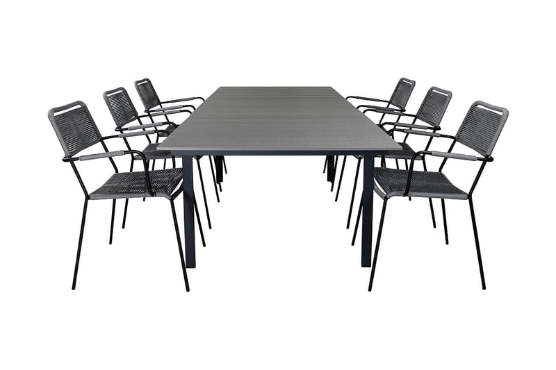 Ruokailuryhmä Levels Jatk 160 cm 6 Lindos tuolia, Musta/Luonnonväri