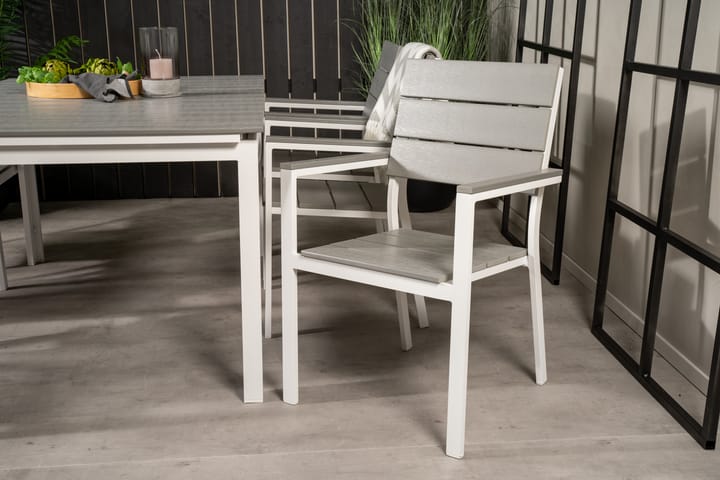 Ruokailuryhmä Levels Jatk 160 cm 6 tuolia Valkoinen/Harmaa - Venture Home - Ruokailuryhmät ulos