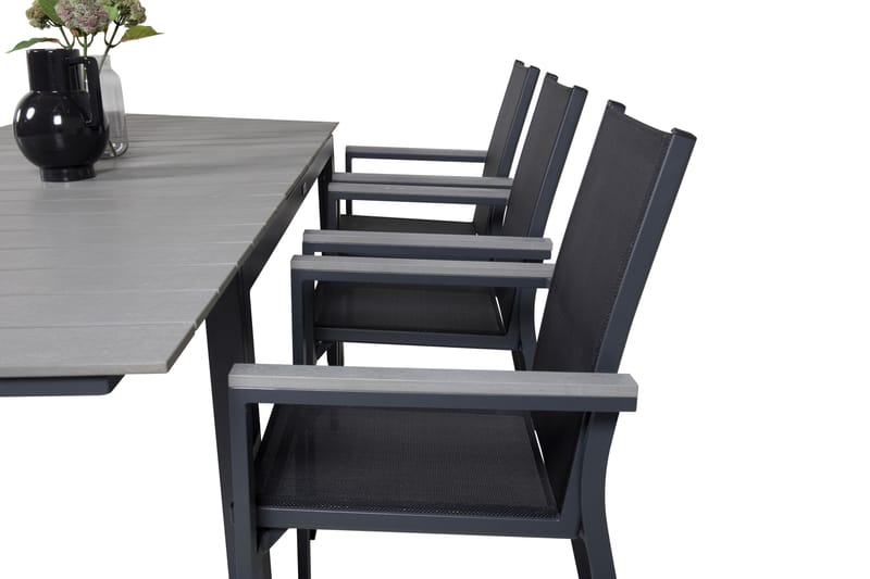 Ruokailuryhmä Levels Jatk 160 cm 6 Parma tuolia - Musta/Harmaa - Puutarhakalusteet - Ulkoryhmä - Ruokailuryhmät ulos
