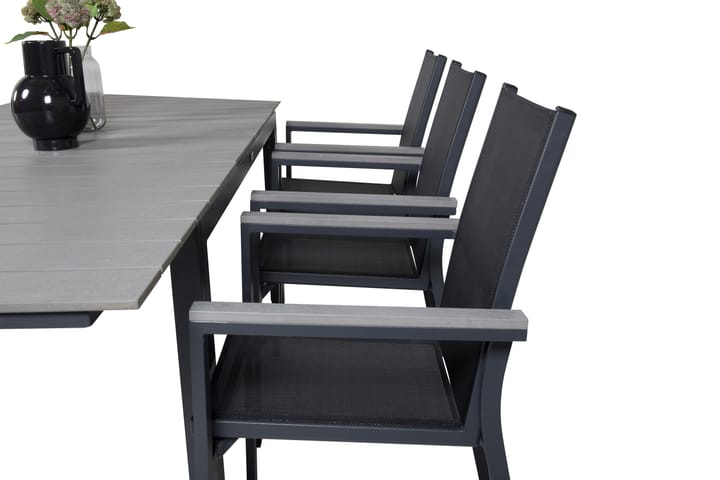 Ruokailuryhmä Levels Jatk 160 cm 6 Parma tuolia Musta/Harmaa - Venture Home - Ruokailuryhmät ulos