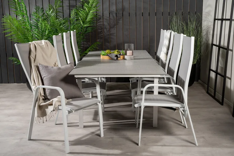 Ruokailuryhmä Levels Jatk 160 cm 8 Copacabana tuolia, Valkoinen