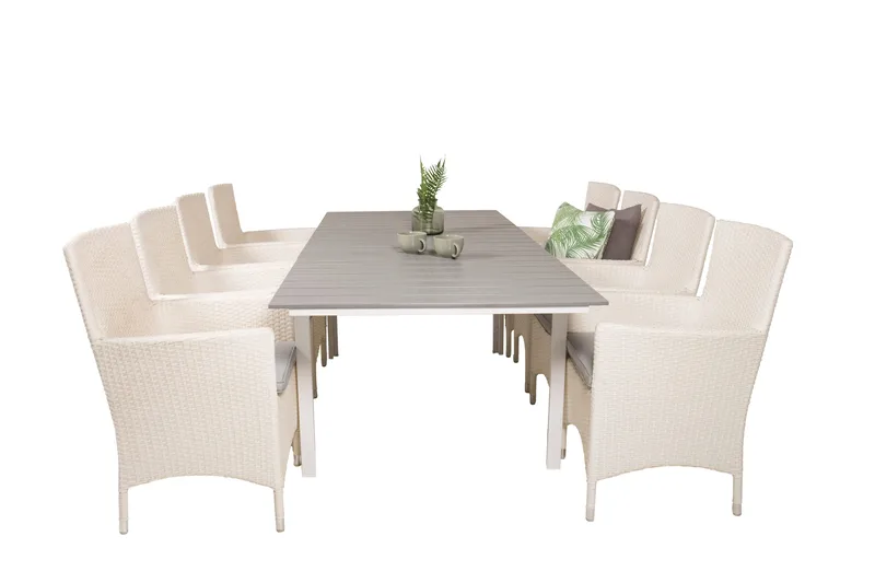 Ruokailuryhmä Levels Jatk 160 cm 8 Malin tuolia - Antrasiitti - Puutarhakalusteet - Ulkoryhmä - Ruokailuryhmät ulos