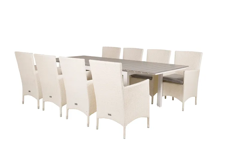 Ruokailuryhmä Levels Jatk 160 cm 8 Malin tuolia - Antrasiitti - Puutarhakalusteet - Ulkoryhmä - Ruokailuryhmät ulos