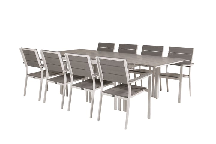 Ruokailuryhmä Levels Jatk 160 cm 8 tuolia Valkoinen/Harmaa - Venture Home - Ruokailuryhmät ulos