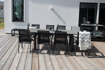 Ruokailuryhmä Levels Jatk 160 cm 8 Parma tuolia - Harmaa/Musta - Puutarhakalusteet - Ulkoryhmä - Ruokailuryhmät ulos