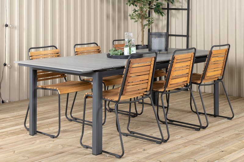 Ruokailuryhmä Levels Jatk 224-324 cm 6 Bois tuolia Musta - Venture Home - Puutarhakalusteet - Ulkoryhmä - Ruokailuryhmät ulos