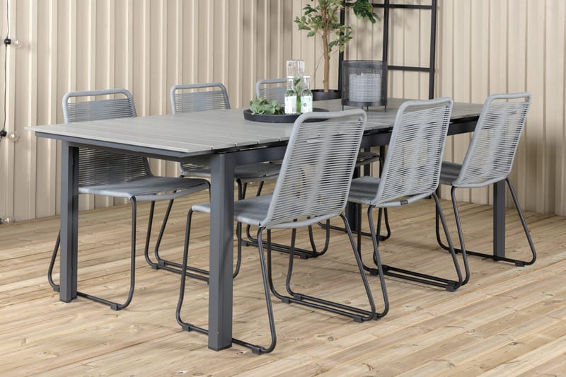 Ruokailuryhmä Levels Jatk 224-324 cm 6 Lindos tuolia Musta - Venture Home - Puutarhakalusteet - Ulkoryhmä - Ruokailuryhmät ulos