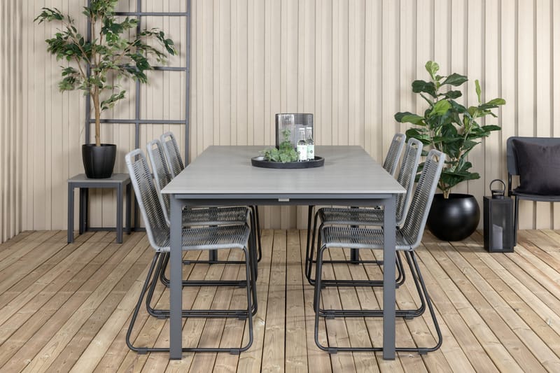 Ruokailuryhmä Levels Jatk 224-324 cm 6 Lindos tuolia Musta - Venture Home - Puutarhakalusteet - Ulkoryhmä - Ruokailuryhmät ulos