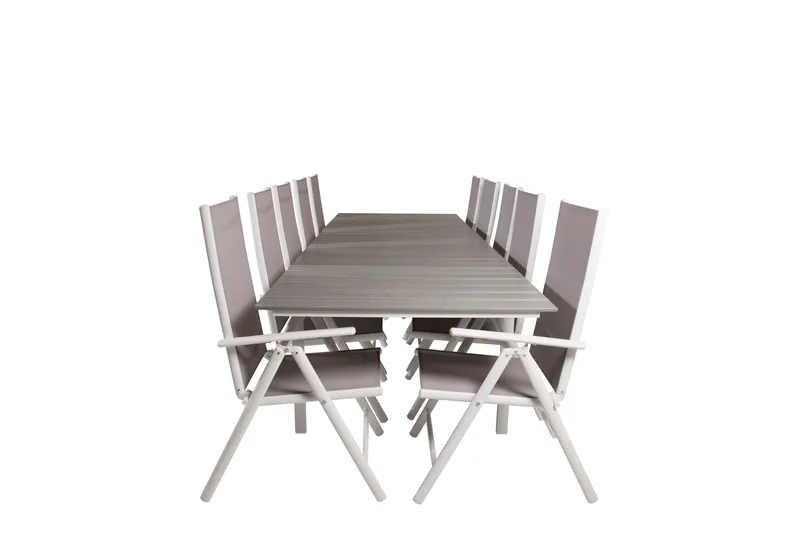 Ruokailuryhmä Levels Jatk 224 cm 10 Break tuolia, Harmaa/Valkoinen