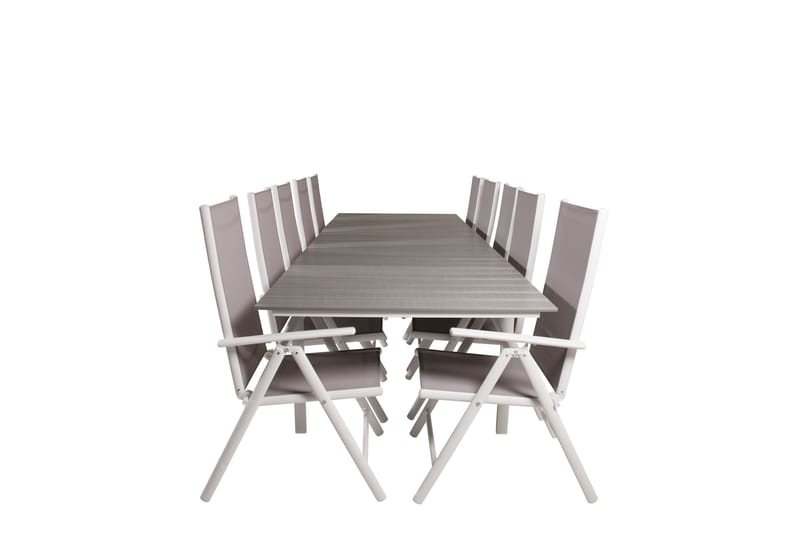 Ruokailuryhmä Levels Jatk 224 cm 10 Break tuolia, Harmaa/Valkoinen