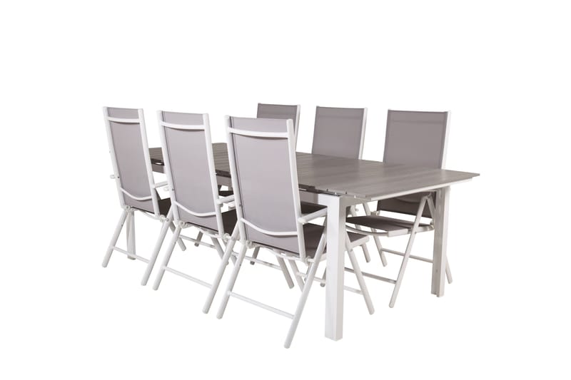 Ruokailuryhmä Levels Jatk 224 cm 6 Break tuolia, Harmaa/Valkoinen