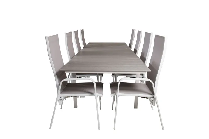 Ruokailuryhmä Levels Jatk 224 cm 8 Copacabana tuolia, Valkoinen