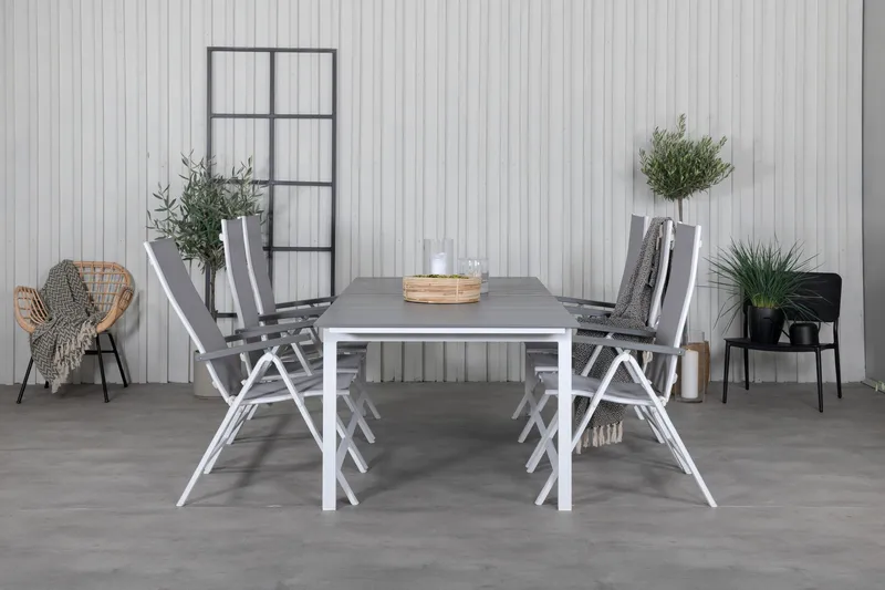 Ruokailuryhmä Levels Jatk 229 cm 6 Albany tuolia - Ruskea/Valkoinen - Puutarhakalusteet - Ulkoryhmä - Ruokailuryhmät ulos