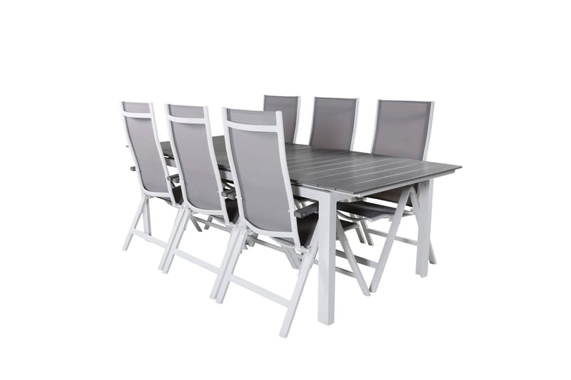 Ruokailuryhmä Levels Jatk 229 cm 6 Albany tuolia, Ruskea/Valkoinen