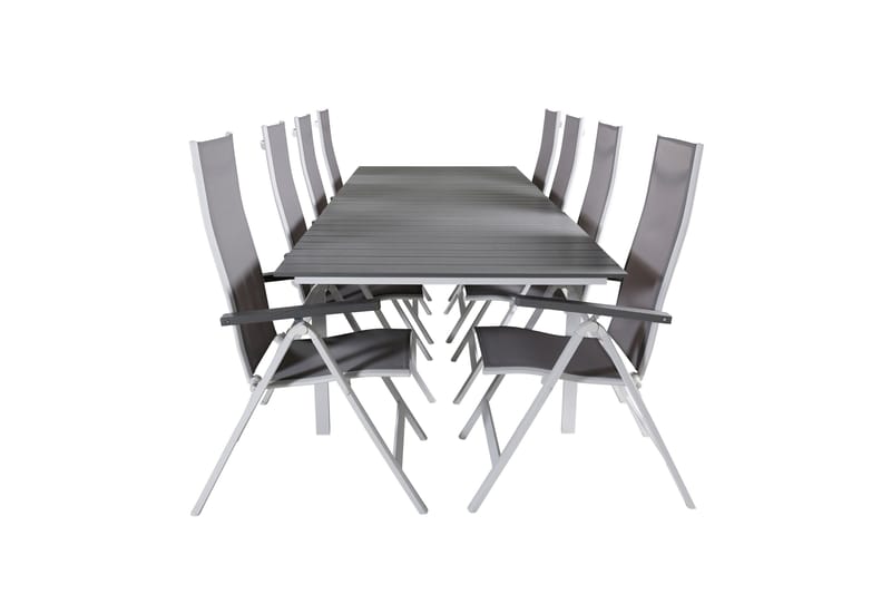 Ruokailuryhmä Levels Jatk 229 cm 8 Albany tuolia, Ruskea/Valkoinen