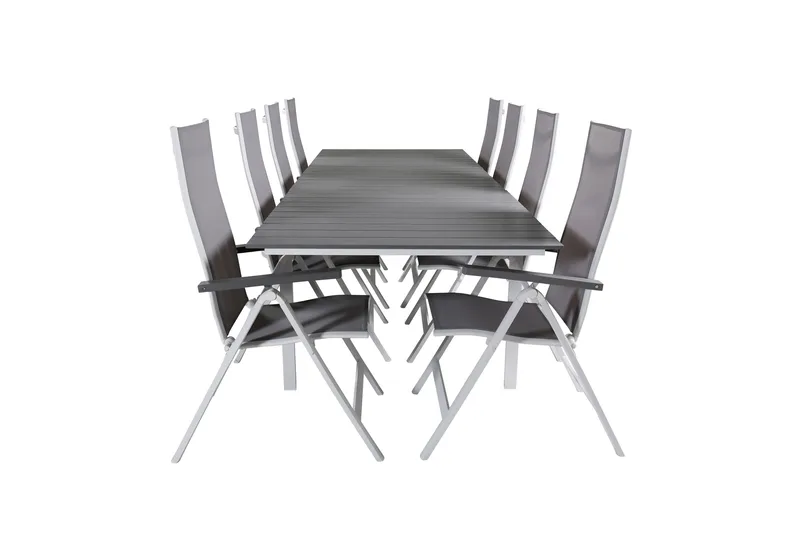 Ruokailuryhmä Levels Jatk 229 cm 8 Albany tuolia, Ruskea/Valkoinen