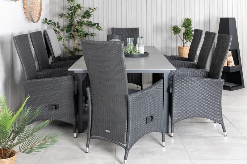 Ruokailuryhmä Levels Jatket 160-240 cm 8 Padova tuolia - Luonnonväri - Puutarhakalusteet - Ulkoryhmä - Ruokailuryhmät ulos