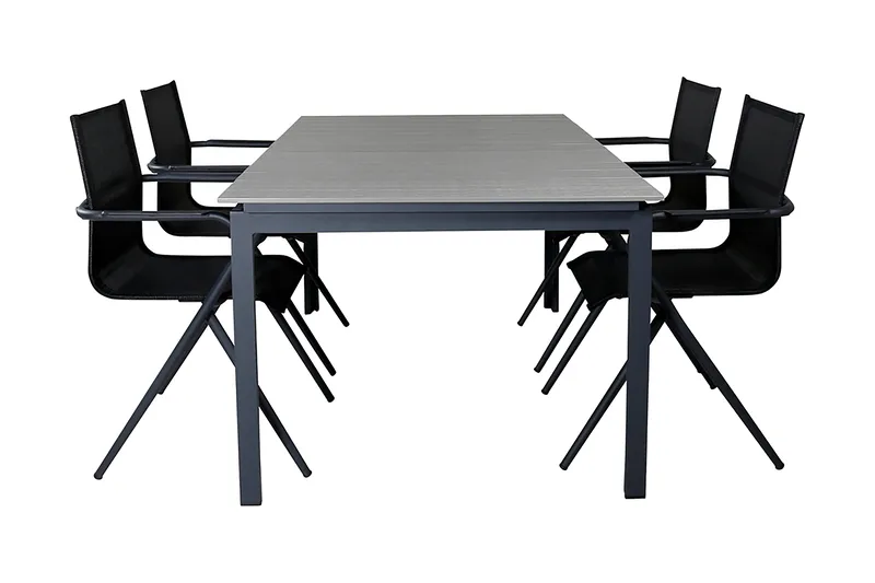 Ruokailuryhmä Levels Jatkett 160-240 cm 4 Alina tuolia, Musta