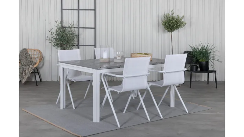 Ruokailuryhmä Levels Jatkett 160-240 cm 4 Alina tuolia, Valkoinen