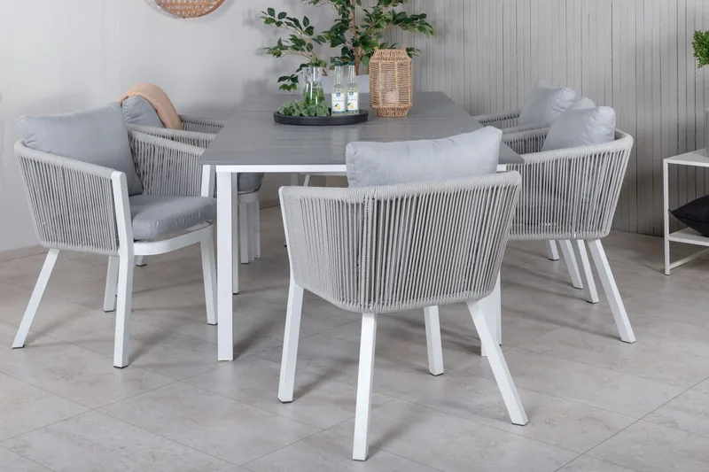 Ruokailuryhmä Levels Jatkett 160-240 cm 6 Virya tuolia - Harmaa - Puutarhakalusteet - Ulkoryhmä - Ruokailuryhmät ulos