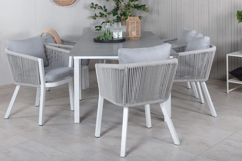 Ruokailuryhmä Levels Jatkett 160-240 cm 6 Virya tuolia - Harmaa - Puutarhakalusteet - Ulkoryhmä - Ruokailuryhmät ulos