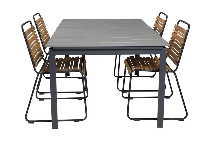 Ruokailuryhmä Levels Jatkett 160 cm 4 Bois tuolia, Luonnonväri/Musta