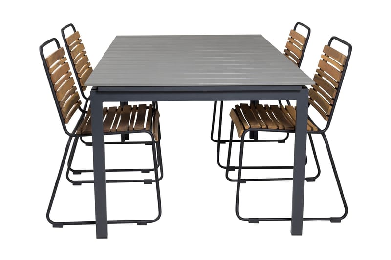 Ruokailuryhmä Levels Jatkett 160 cm 4 Bois tuolia, Luonnonväri/Musta