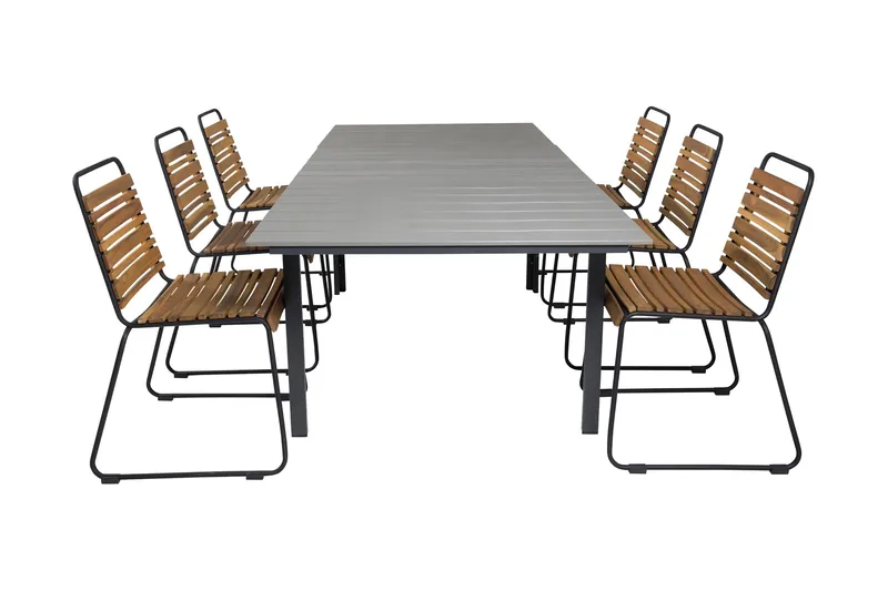 Ruokailuryhmä Levels Jatkett 240 cm 6 Bois tuolia, Puu/Luonnonväri/Musta