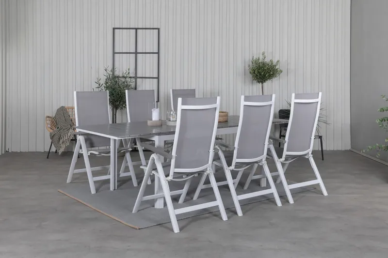 Ruokailuryhmä Levels Jatkettava 160 cm 6 Albany tuolia, Valkoinen