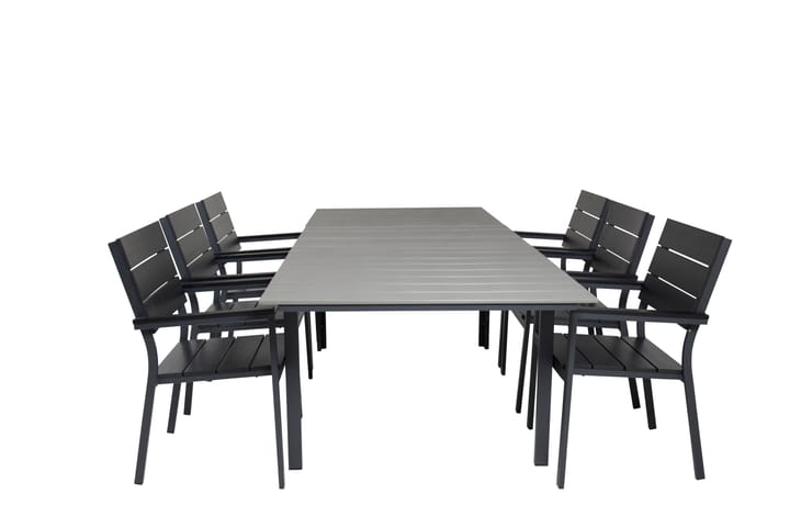 Ruokailuryhmä Levels Jatkettava 160 cm 6 tuolia Musta - Venture Home - Ruokailuryhmät ulos